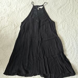 Harlow Black Mini Dress With Crochet‎ Neckline